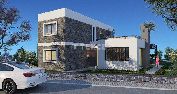 Sea View Detached Houses Near the Beach in Bodrum Gumusluk
