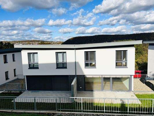 Südansicht mit Terrasse (rechte Haushälfte Nr. 46)