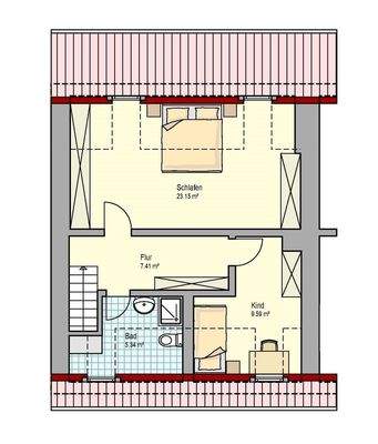 Grundriss DG - Möblierung nur beispielhaft