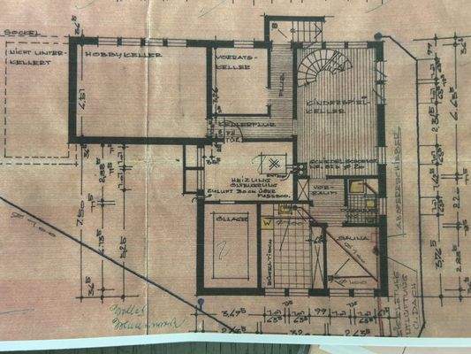 Kellergeschoss-Grundrisszeichnung 