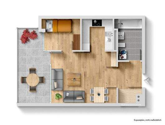 Grundrisstyp 1,5 Zimmer-Wohnung möbliert