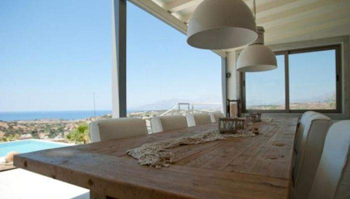 Kreta, Pitsidia: Makellose Villa mit herrlichem Meerblick und Infinity-Salzwasserpool