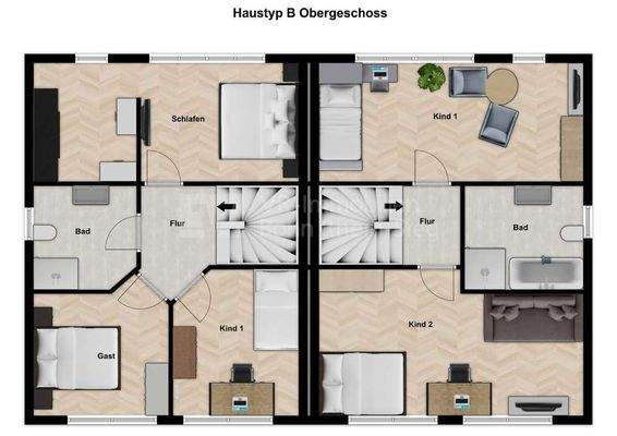 Grundriss Haustyp B Obergeschoss