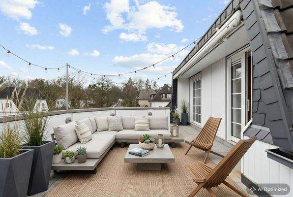 [KI-möbliertes Foto] Große Dachterrasse mit Weitblick über Blankenese