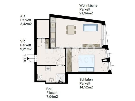 Grundrissplan Oberlaa Top 6