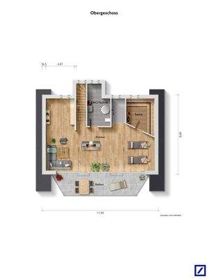 Grundriss 2. DG Möbeliert