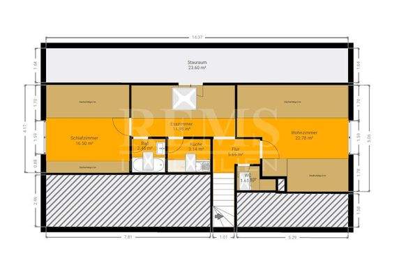 Räumlichkeiten im Dachgeschoss