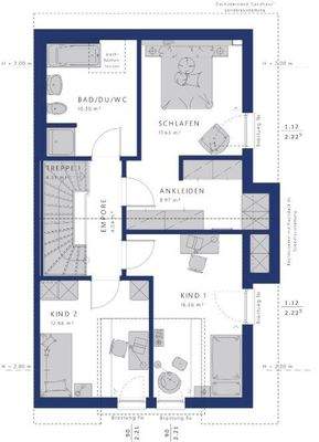 Ein Schlafzimmer mit Ankleide