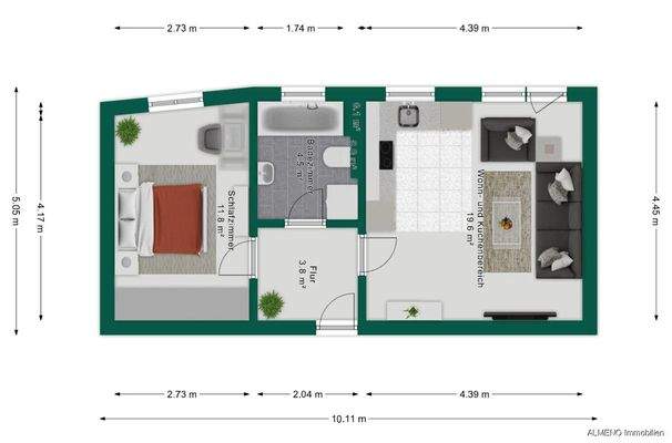Kompakter guter Schnitt - Alle Räume schauen nach Süden