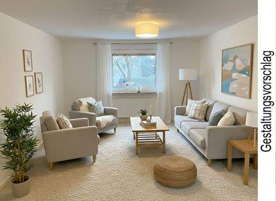 EG: Wohnzimmer Richtung Garten - GESTALTUNGSVORSCHLAG