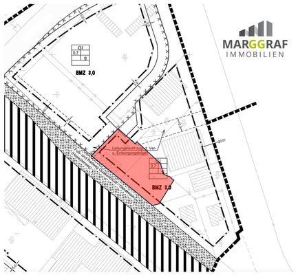 Bebauungsplan mit Grundstück Neue Wiese 2_rot markiert