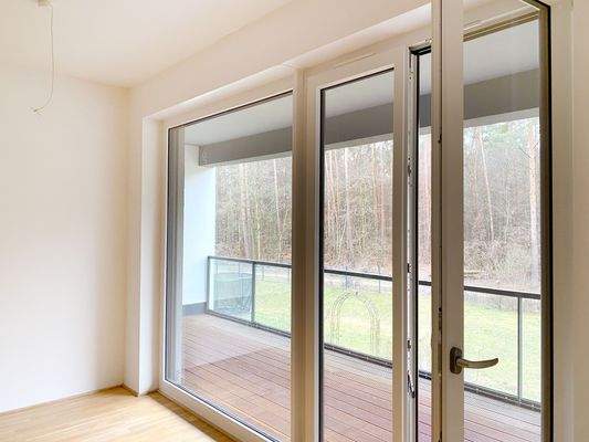 Balkon - Blick in den Waldrand