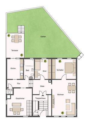 Grundriss EG mit Garten