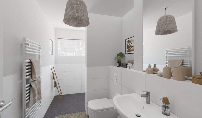 Visualisierung des Badezimmers der Eigentumswohnun