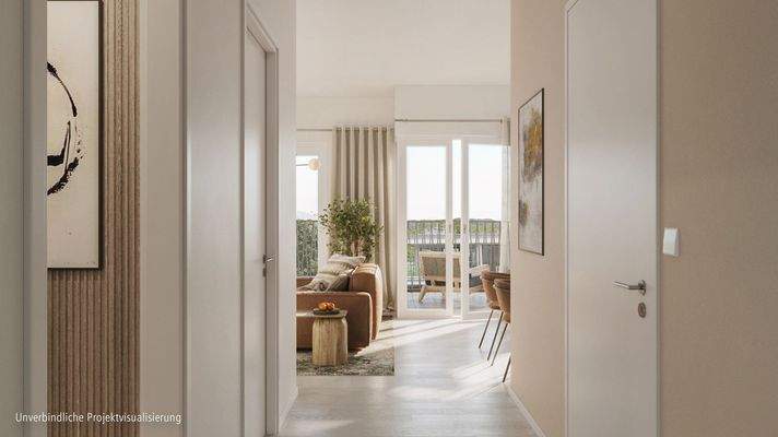Entree mit Blick in den Wohnbereich