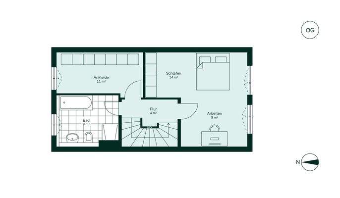 Komfortabler Grundriss im Obergeschoss