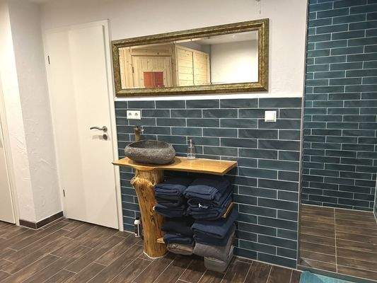 Untergeschoss: Wellnessbereich mit Sauna und Dusche, WC und Bidet