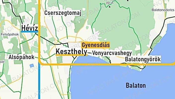 Karte Regionen Nord-West-Balaton Ausschnitt