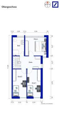 Grundriss: 2 Kinderzimmer  mit ca. 12,5 m²