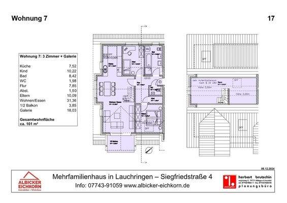 Grundriss Whg. 7: 3 Zimmer + Galeriezimmer