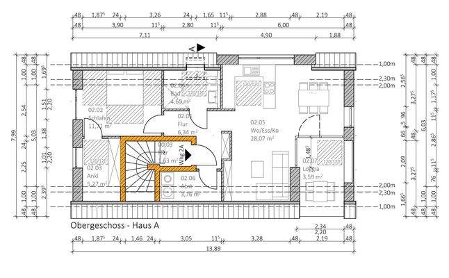 Dachgeschoss, Haus A