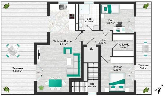 Grundriss Penthouse Wohnung Nr. 4_ohne Logo