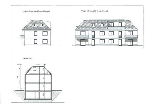 Ansichten und Schnitt Haus 2