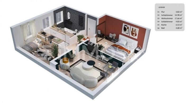 3D Dreizimmerwohnung