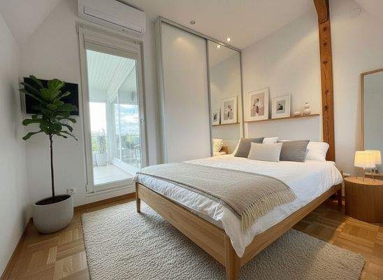 Schlafzimmer mit Zugang zur Loggia