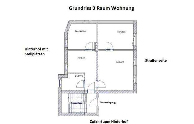 Grundriss 3 Raum Wohnung 66m²