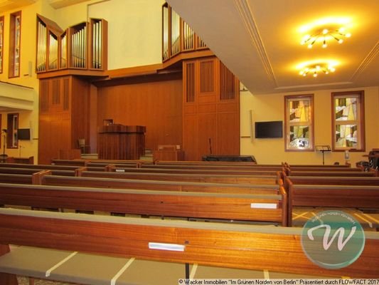 Blick auf die Orgel im Saal