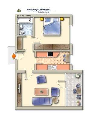 Grafischer Grundriss möbliert