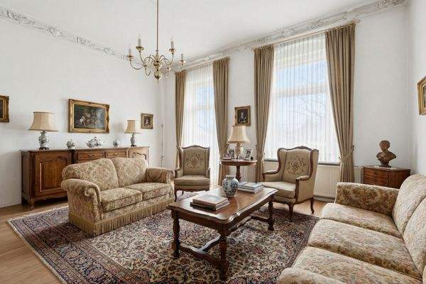 Einrichtungsbespiel Wohnzimmer OG mit Balkon