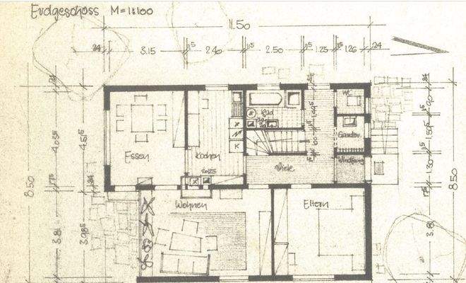 Grundriss Erdgeschoss vor Erweiterung