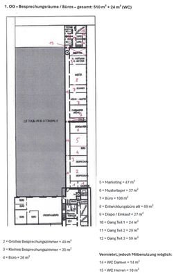 Grundriss OG weitere Büroflächen