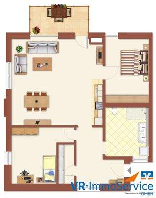 3-Zimmer-Wohnung Grundriss