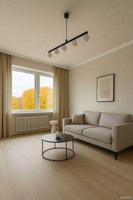 Visualisierung Wohnzimmer mit Herbstblick