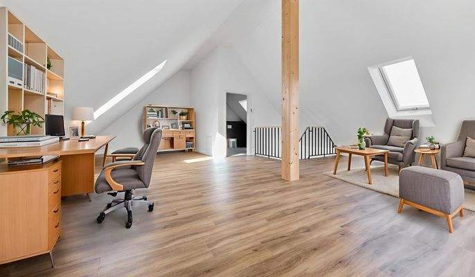 Dachstudio (KI Einrichtungsbeispiel)