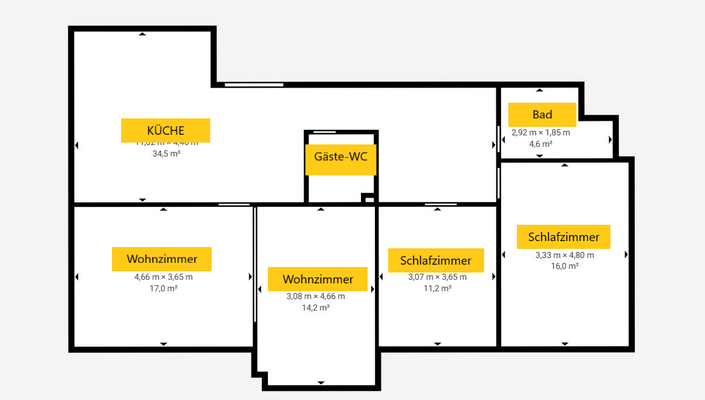 Grundriss Whg 2. OG- Josefstr. 3 in Illingen