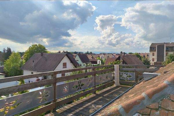 ... direkt auf den Rhein mit seiner Rheinfähre nach Deutschland.