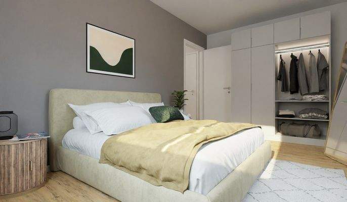 Visualisierung des Schlafzimmers der Eigentumswohn