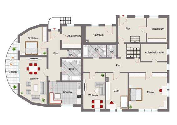 Grundriss Erdgeschoss mit Einliegerwohnung