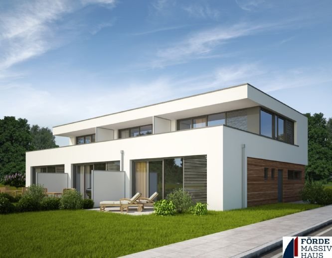 Modernes, massiv gebautes 120 m² Doppelhaus im Bauhausstil auf 400 m² Grundstück