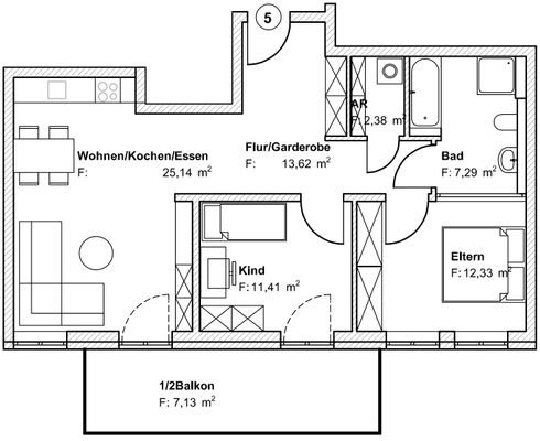Grundriss Wohnung Nr. 5