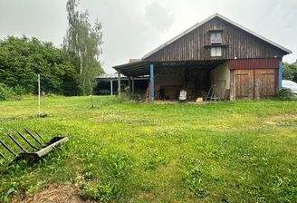 Wiese mit Hallengebäude