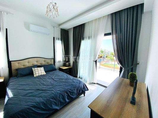 Furnished Semi-Detached Villa with Shared Pool in Gazimağusa