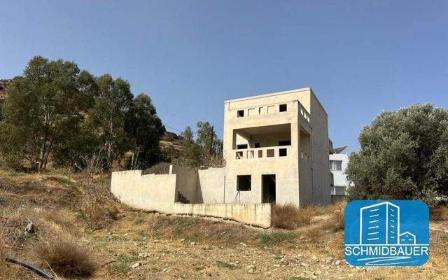 Kreta, Pitsidia: Rohbau - Unfertiges Haus in herrlicher Lage zu verkaufen