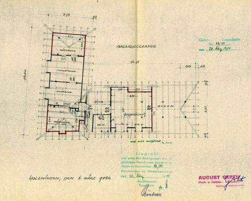 Grundriss Dachgeschoss Dienstwohnung vor Ausbau Wohnzimmer