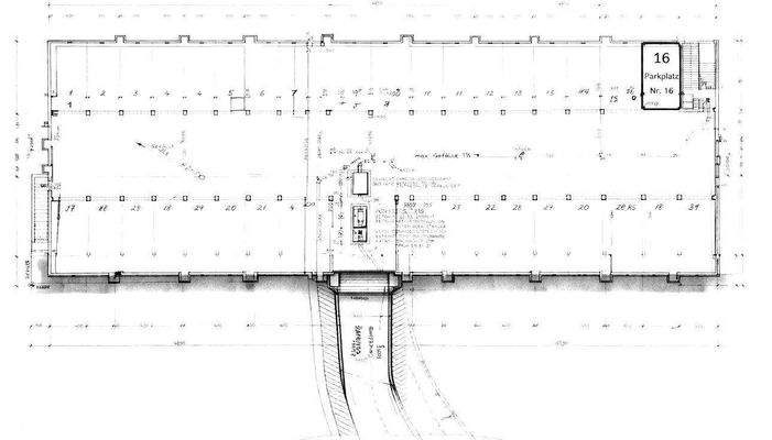 Plan Tiefgarage mit Parkplatz Nr. 16 