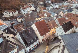 Luftbild mit eingezeichneter Immobilie 